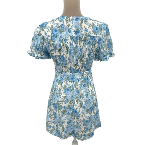 Hello Molly Picnic Loving Tie Front Dress - Blue Floral Print - Size Small - NWT - Picture 9 of 15